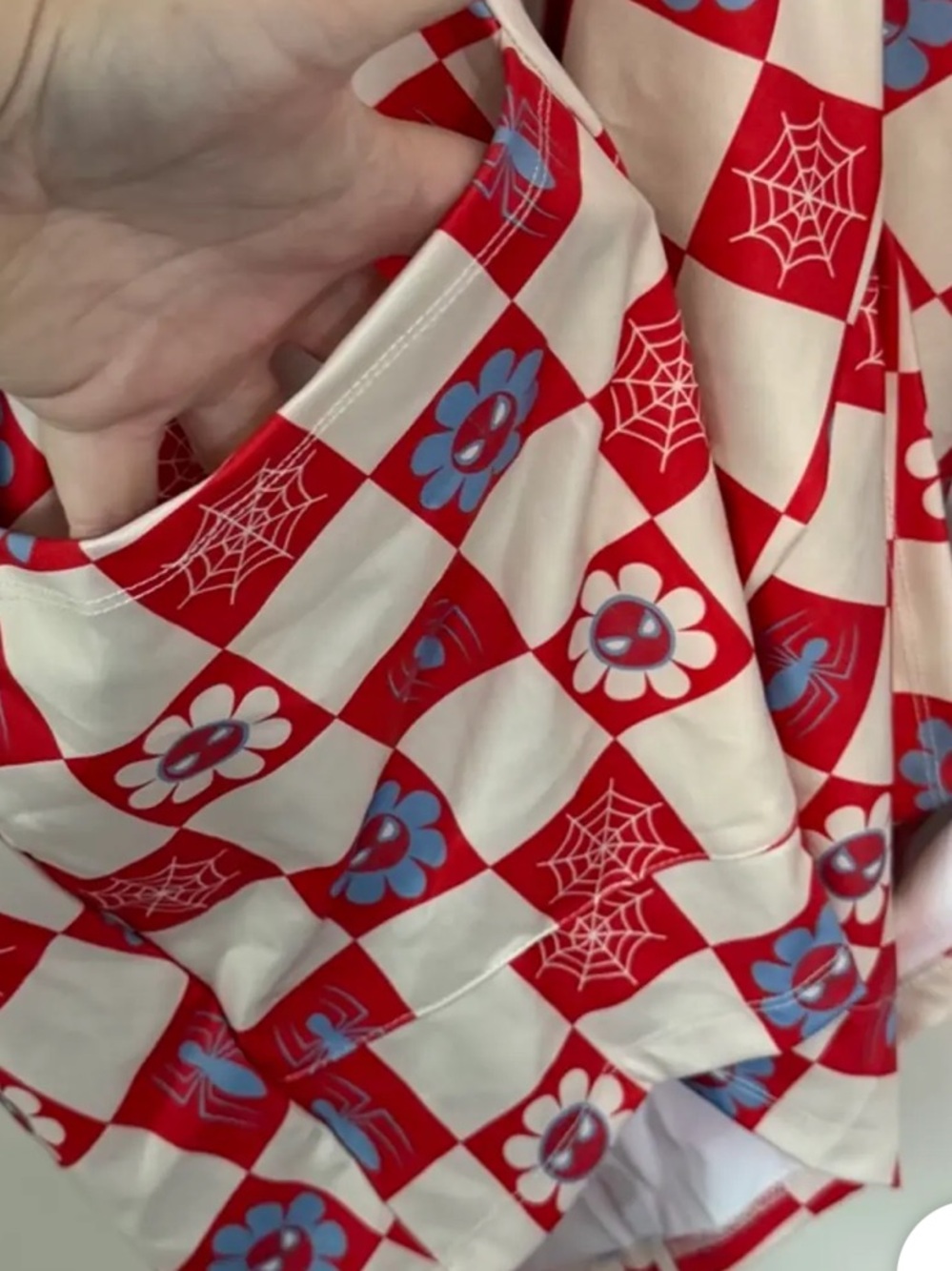 Marvel Red and Cream Checkerboard Spider-Web Mini Dress - Picture 14 of 14
